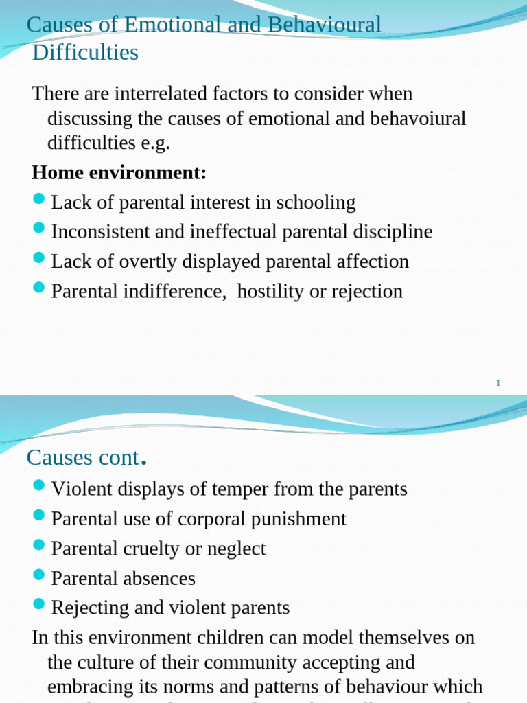 Causes of Emotional and Behavioral Issues | PDF | Learning | Major ...