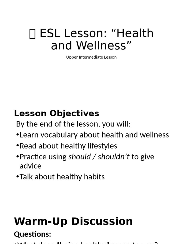 ESL Lesson 04: Health and Wellness | PDF | Psychological Concepts