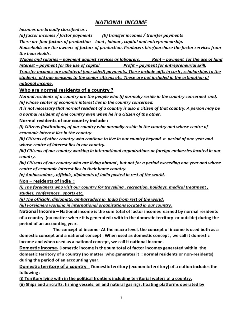 Understanding National Income Components | PDF | Capital Formation ...