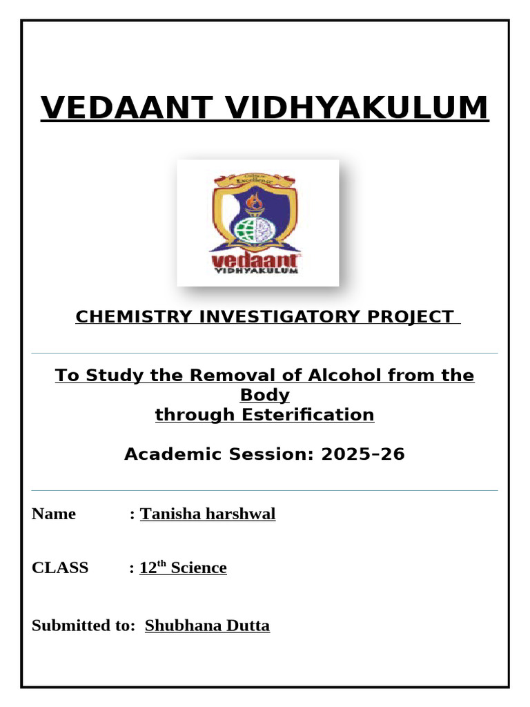 Alcohol Removal via Esterification Study | PDF | Ester | Ethanol