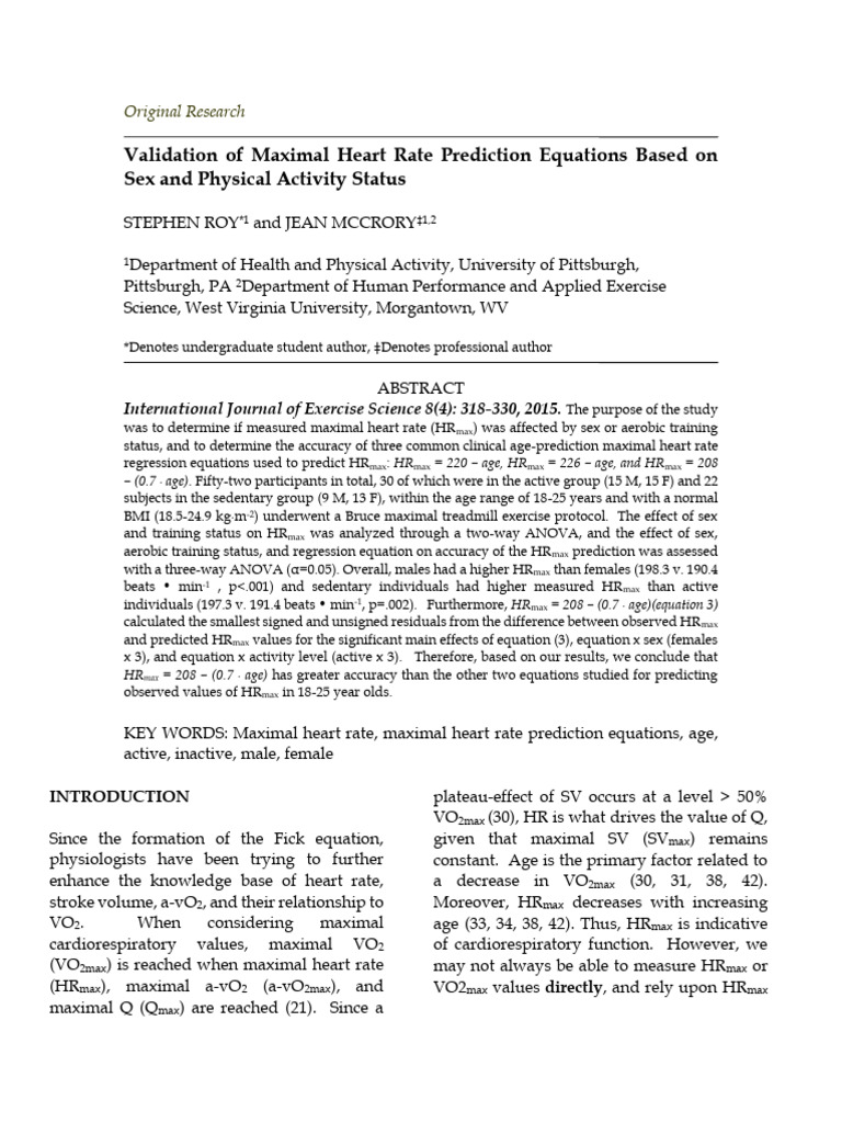 Maximal Heart Rate Prediction Study | PDF | Errors And Residuals ...
