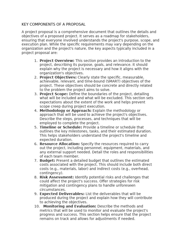 Key Elements of a Project Proposal | PDF | Risk | Methodology
