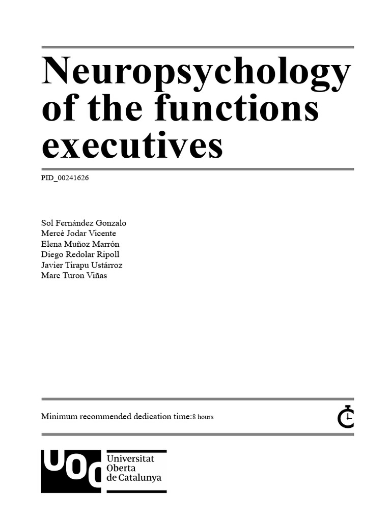 Neuropsychology of Executive Functions | PDF | Prefrontal Cortex ...