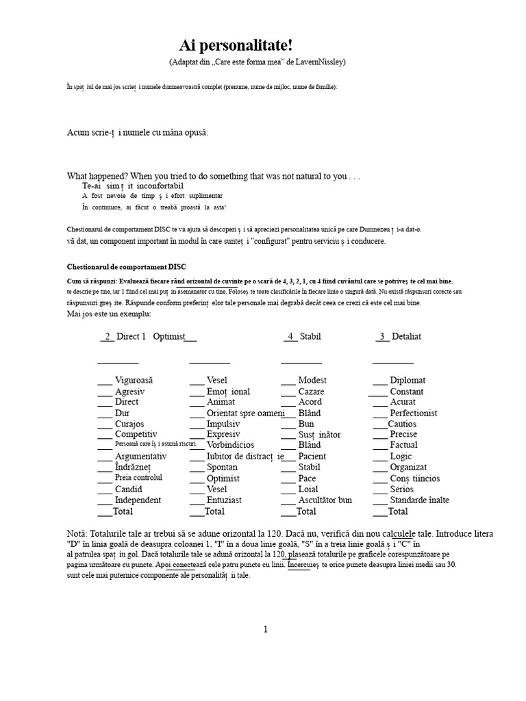 Testul de Personalitate DISC | PDF