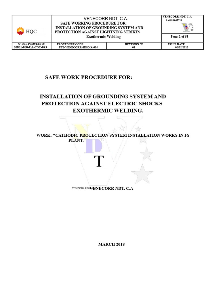 Grounding System Installation Procedure | PDF | Occupational Safety And ...