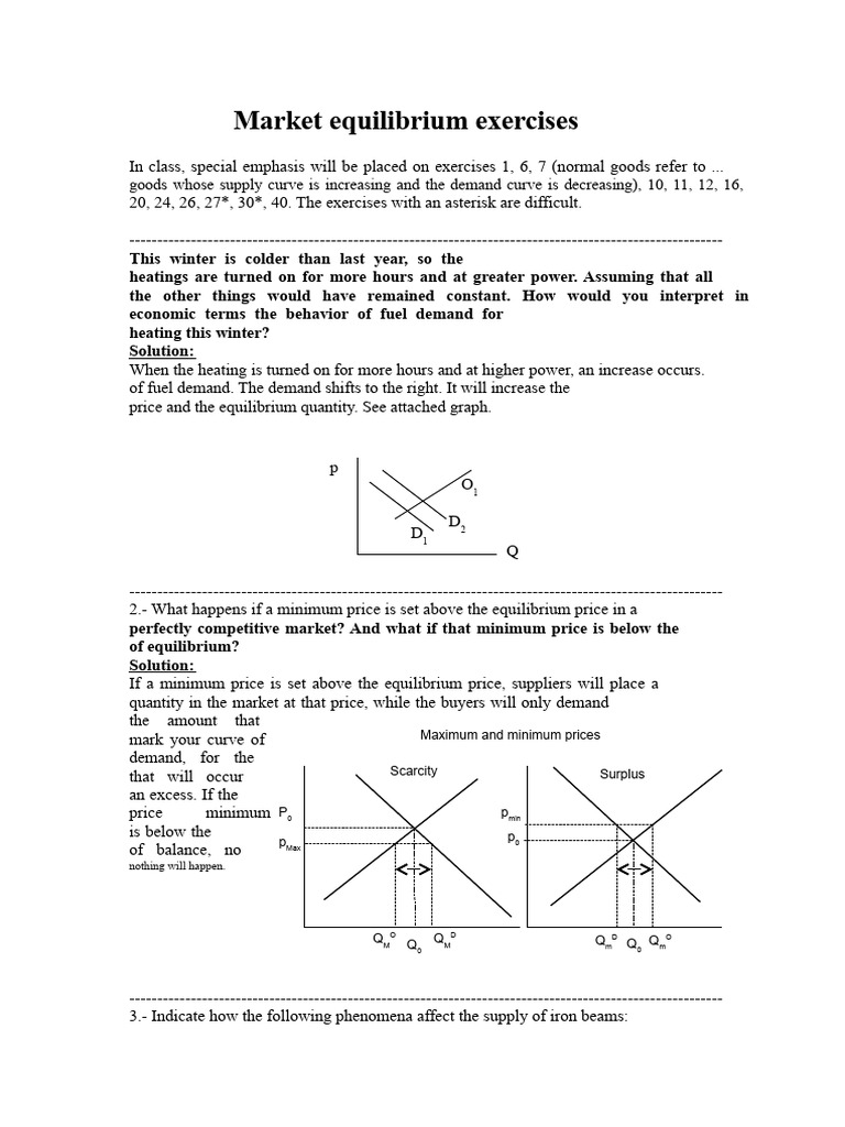 Market Equilibrium Exercises Overview | PDF | Supply And Demand | Demand