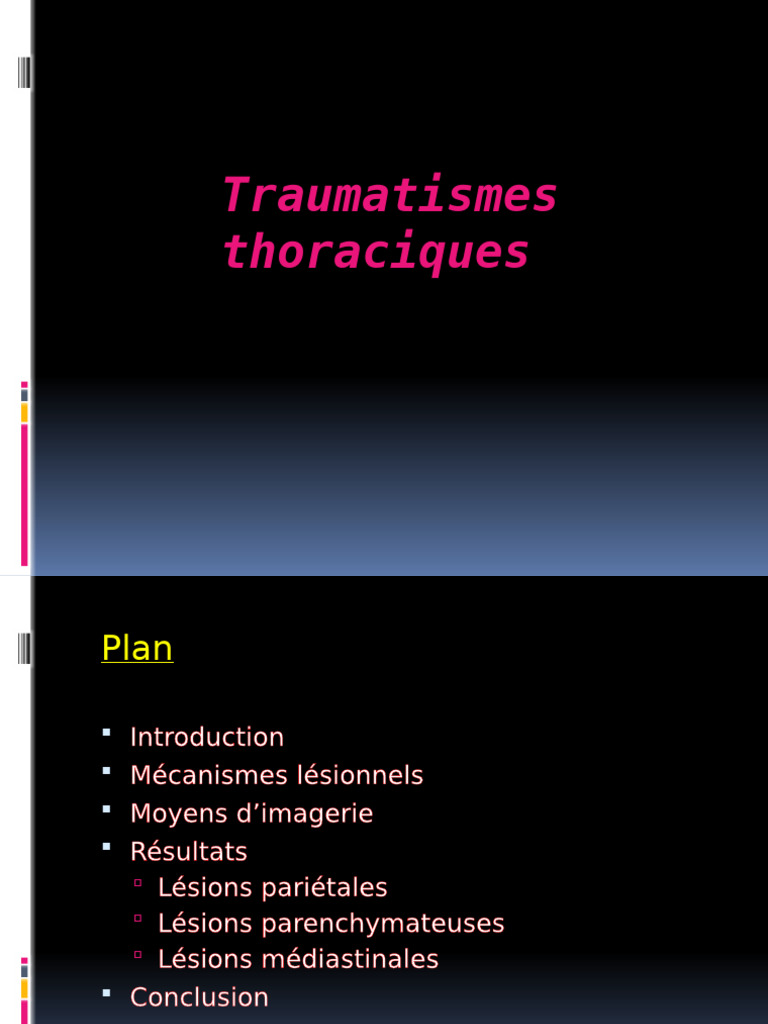 Traumatismes thoraciques : diagnostic et imagerie | PDF | Thorax ...