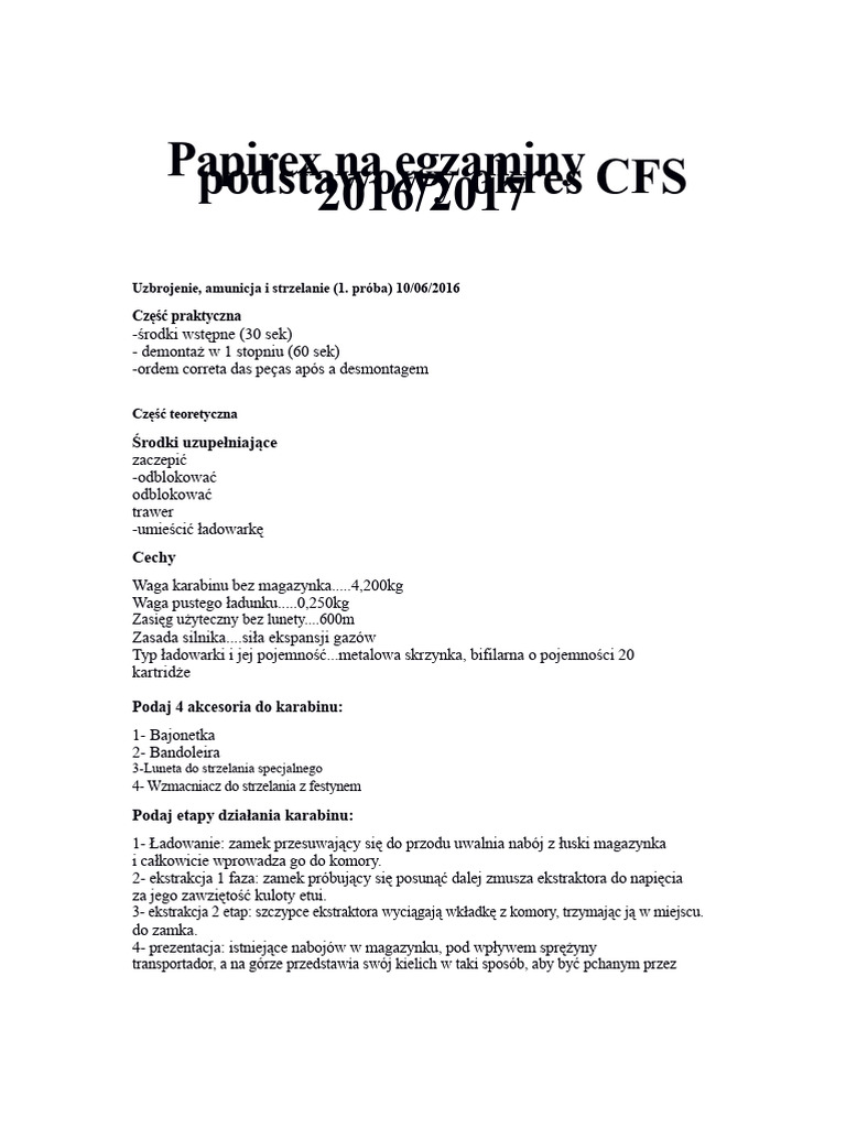 Papier Do Egzaminów Okresu Podstawowego CFS 2016 PDF | PDF