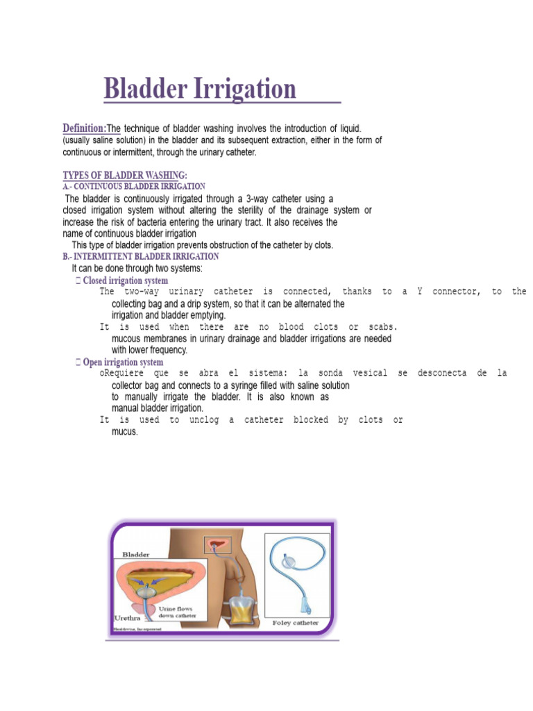 Bladder Irrigation Techniques Explained | PDF | Urinary Incontinence ...