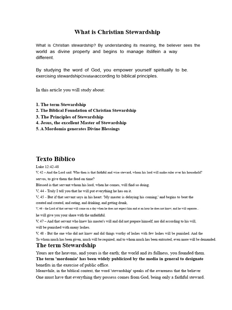 Understanding Christian Stewardship | PDF | Genesis Creation Narrative ...