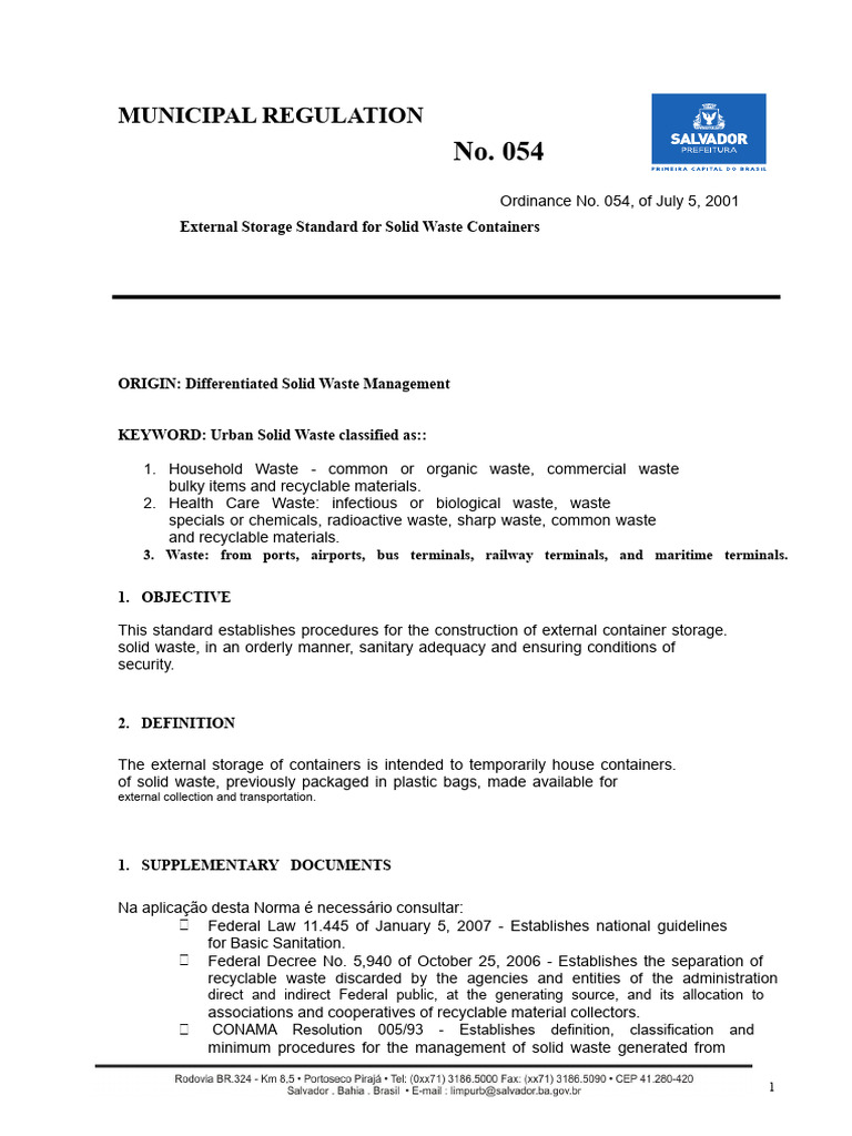 External Storage Standards for Waste | PDF | Waste | Municipal Solid Waste