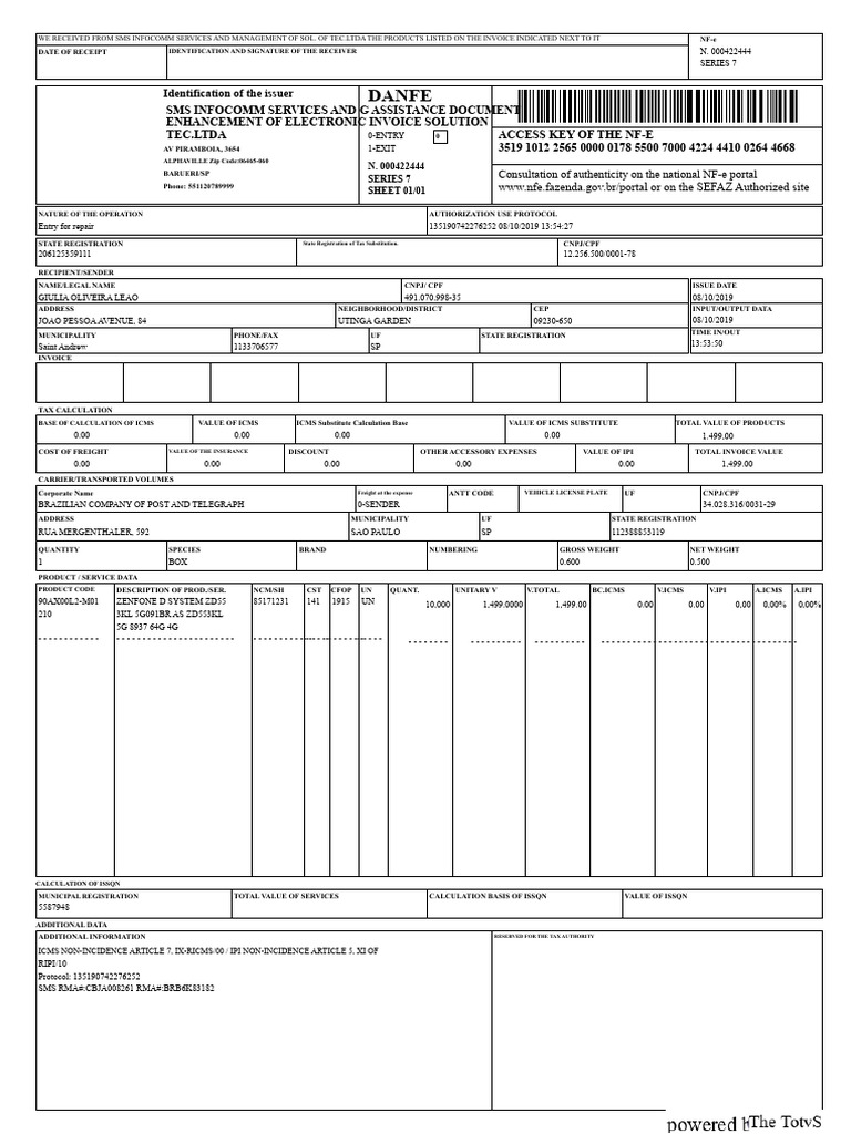 Nfe PDF | PDF | Invoice