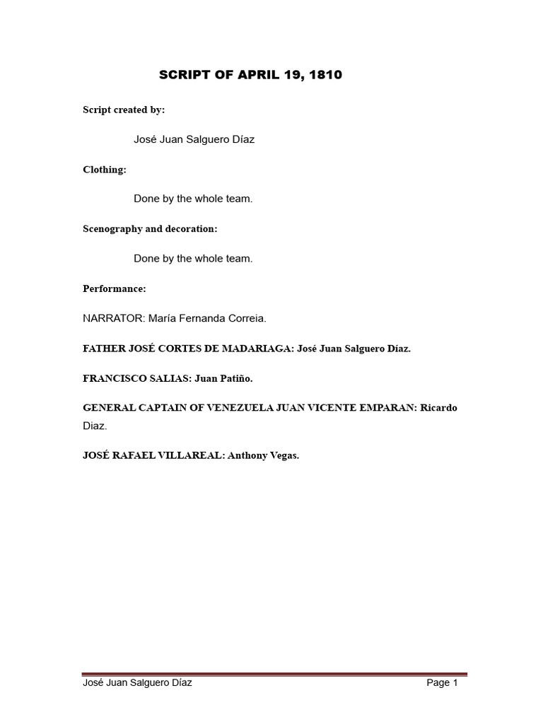 April 19, 1810: Venezuela's Independence Script | PDF