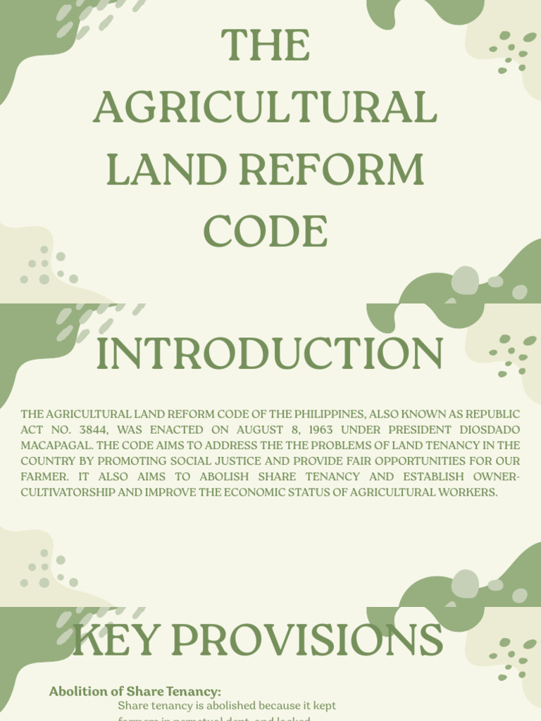 Philippine Agricultural Land Reform Code | PDF | Land Reform | Agriculture