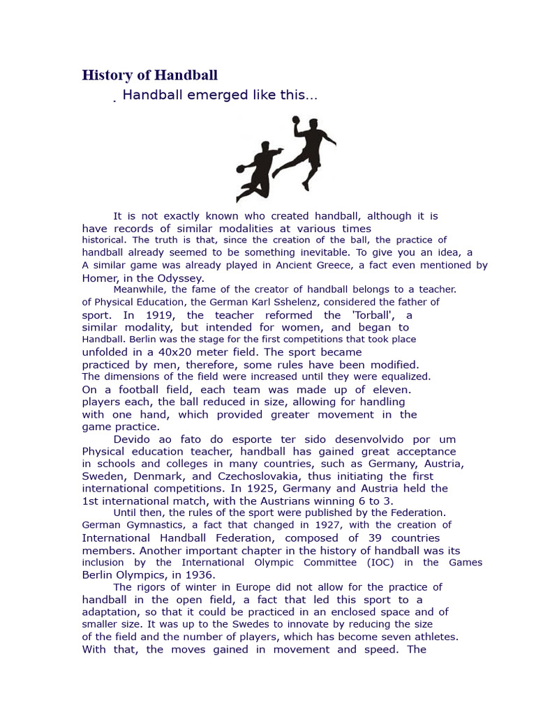 Evolution of Handball History | PDF | Brazil | Sports