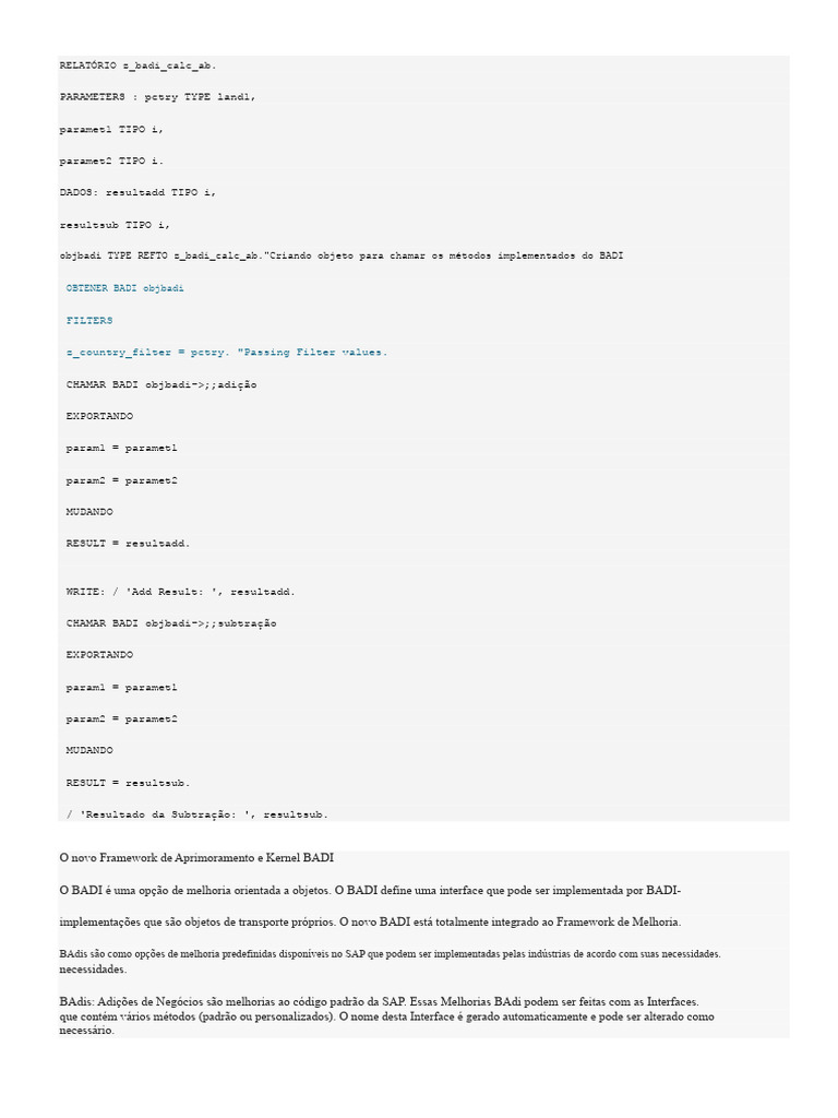Implementação de BADI no SAP ABAP | PDF | Framework de software ...