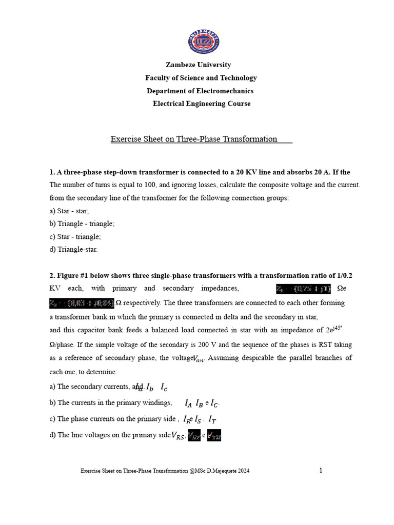 Three-Phase Transformer Exercises | PDF | Transformer | Electrical ...