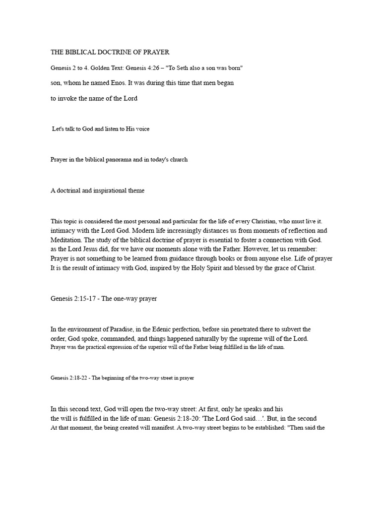 THE BIBLICAL DOCTRINE OF PRAYER | PDF | Prayer | God The Father