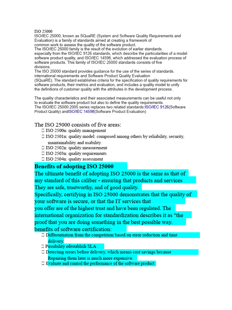 Overview of ISO 25000 Standards | PDF | Quality Management | Software ...