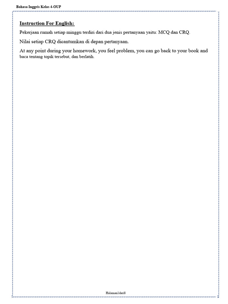 Latihan Bahasa Inggris Kelas 4-OUP | PDF
