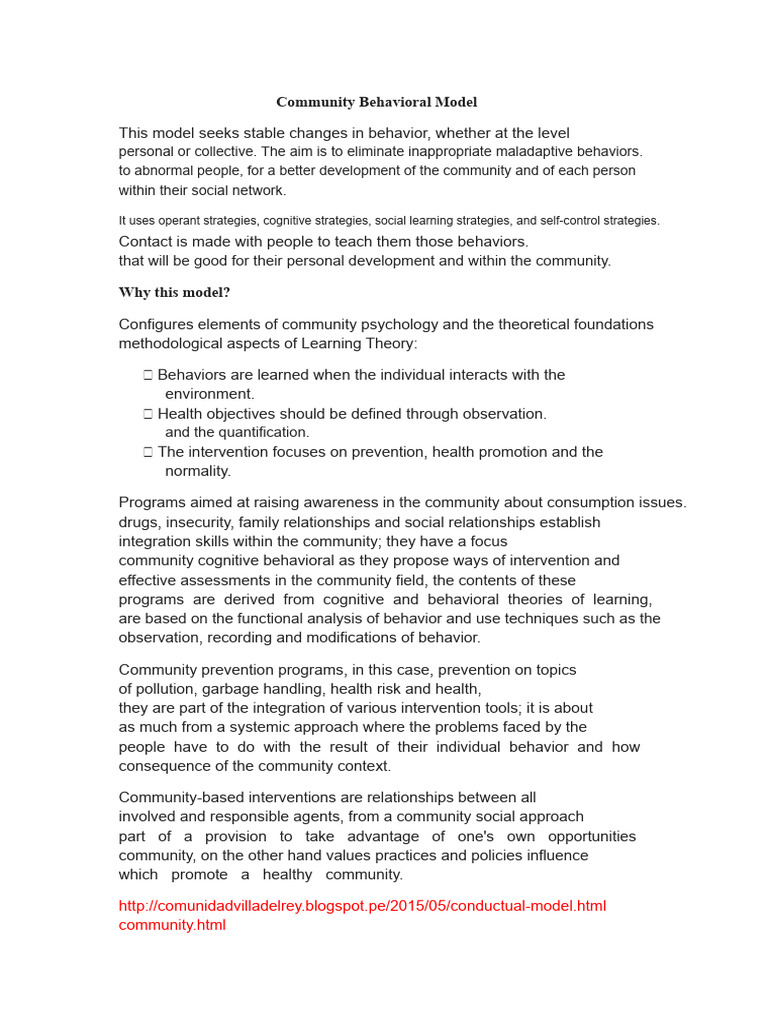 Community Behavioral Change Strategies | PDF | Behavior | Community