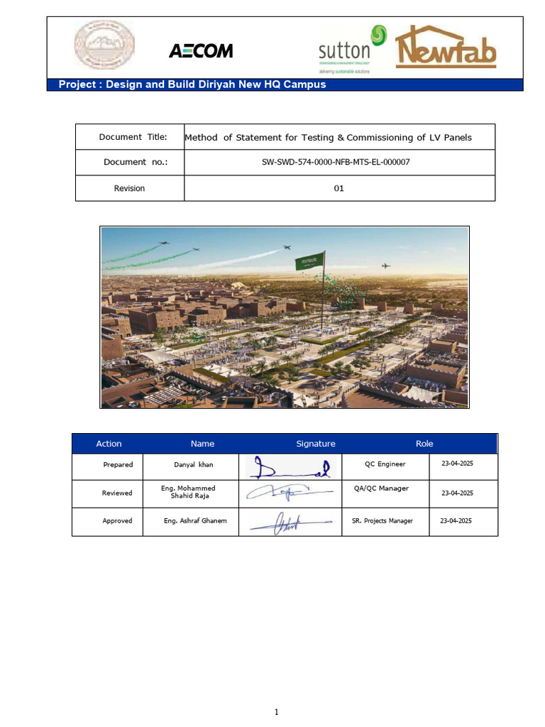 SW-SWD-574-0000-NFB-MTS-EL-000007-01 Method of Statement For Testing ...