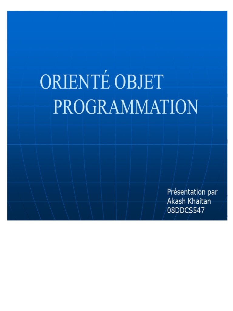 Introduction à la Programmation Orientée Objet | PDF | Classe ...