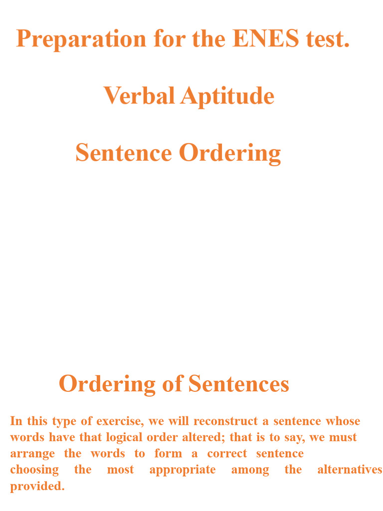 Ordering Sentences Verbal Reasoning | PDF