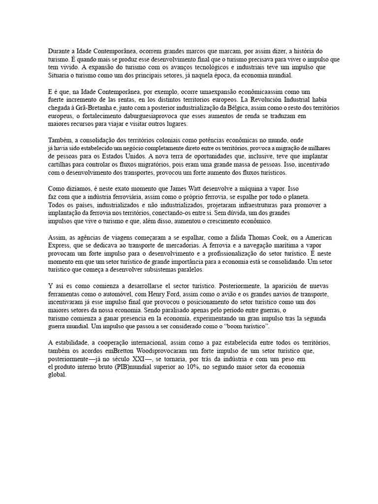 Pesquisa A Idade Contemporânea | PDF | Turismo