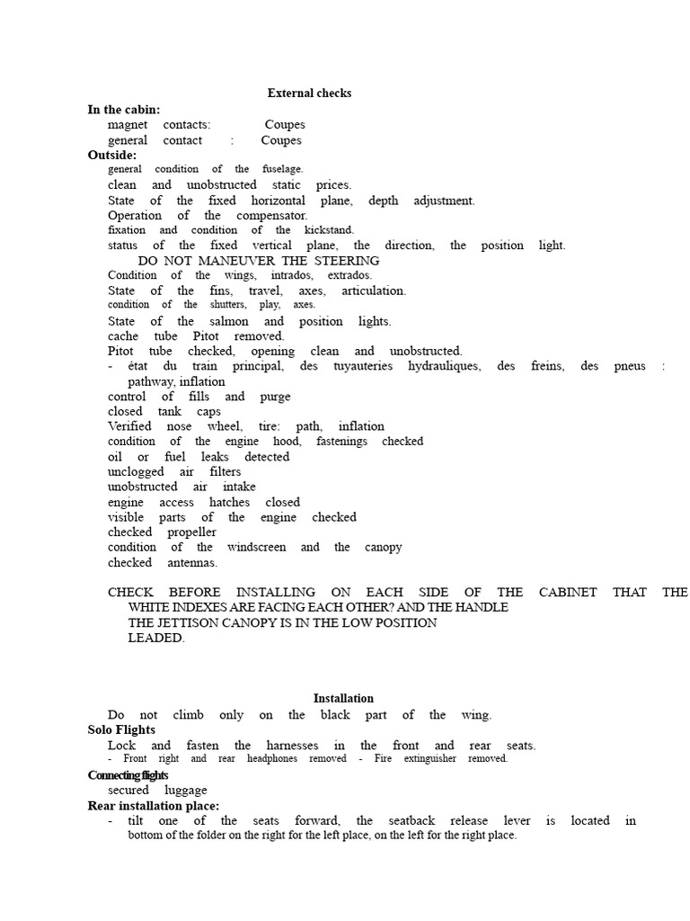 Aircraft Pre-Flight and Safety Checks | PDF | Brake | Aviation