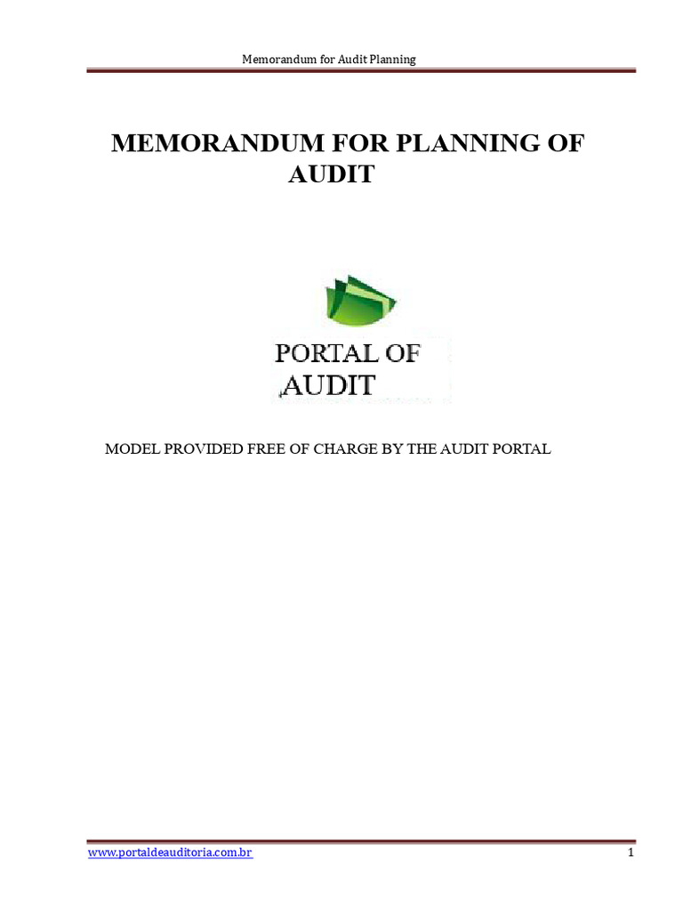Audit Planning Memorandum Template | PDF | Audit | Business Economics