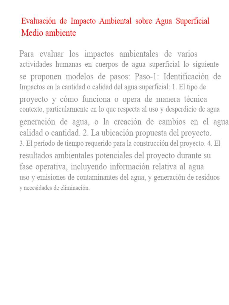 Evaluación de Impacto Ambiental en Agua | PDF | Agua | Entorno natural