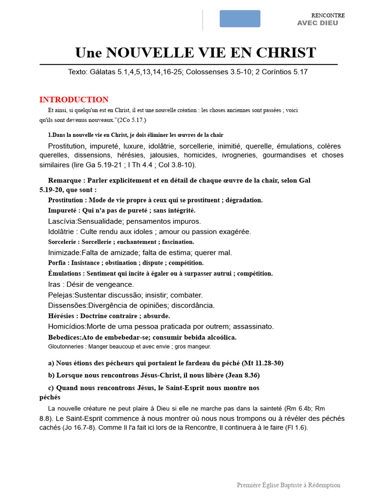 Nouvelle Vie en Christ : Éliminer le Péché | PDF | Conceptions de Dieu ...