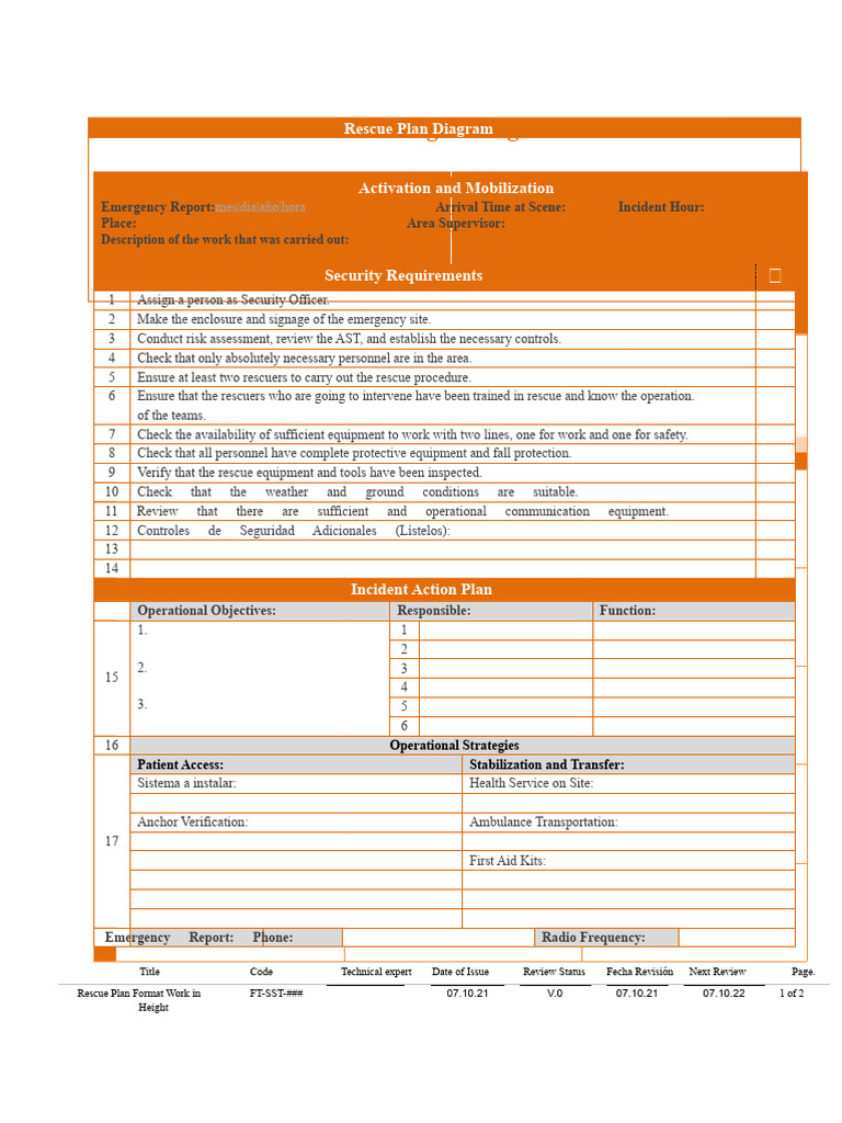 Rescue Plan Template for Heights Safety | PDF | Emergency | First Aid