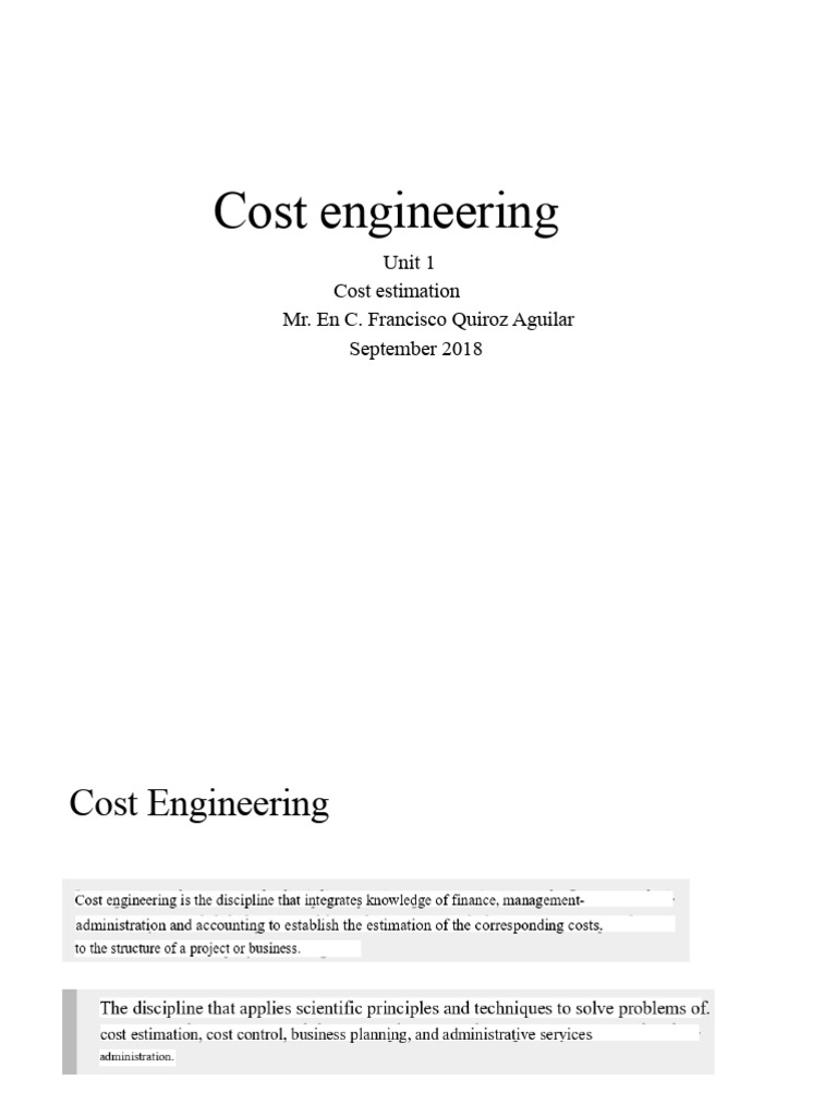 Cost Engineering and Estimation Guide | PDF | Expense | Cost