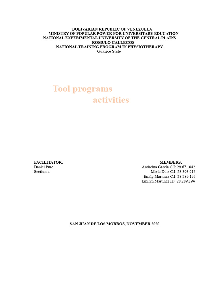 Activity Tool Programs Overview | PDF | Agile Software Development ...