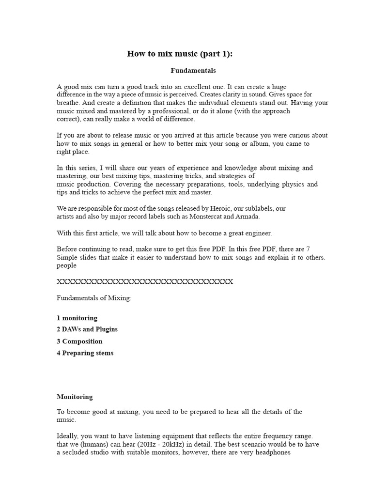 Mixing Music: Essential Fundamentals Guide | PDF | Equalization (Audio ...