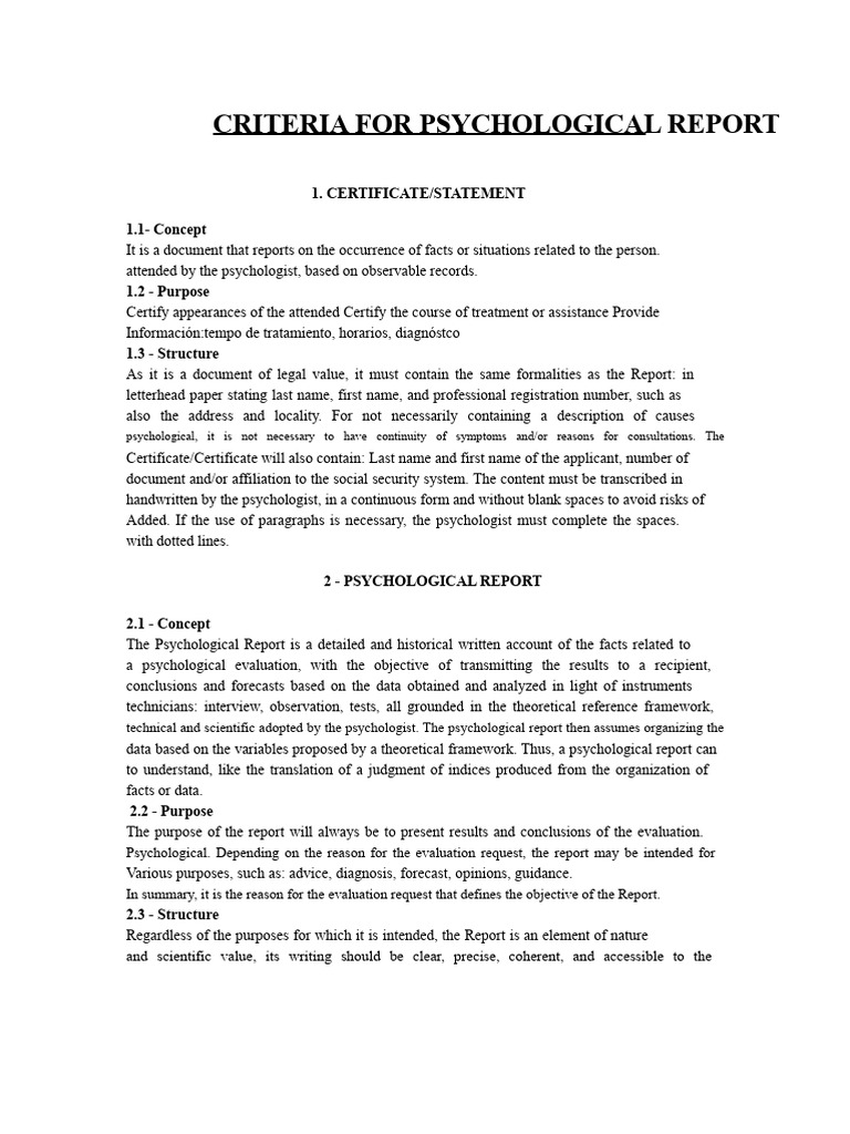 Guidelines for Psychological Reports | PDF | Methodology | Psychology