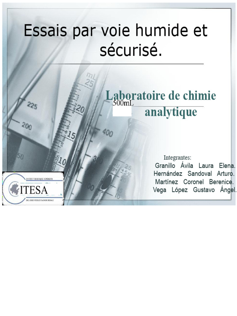 Essais analytiques : méthodes humides et sèches | PDF | Réaction d ...