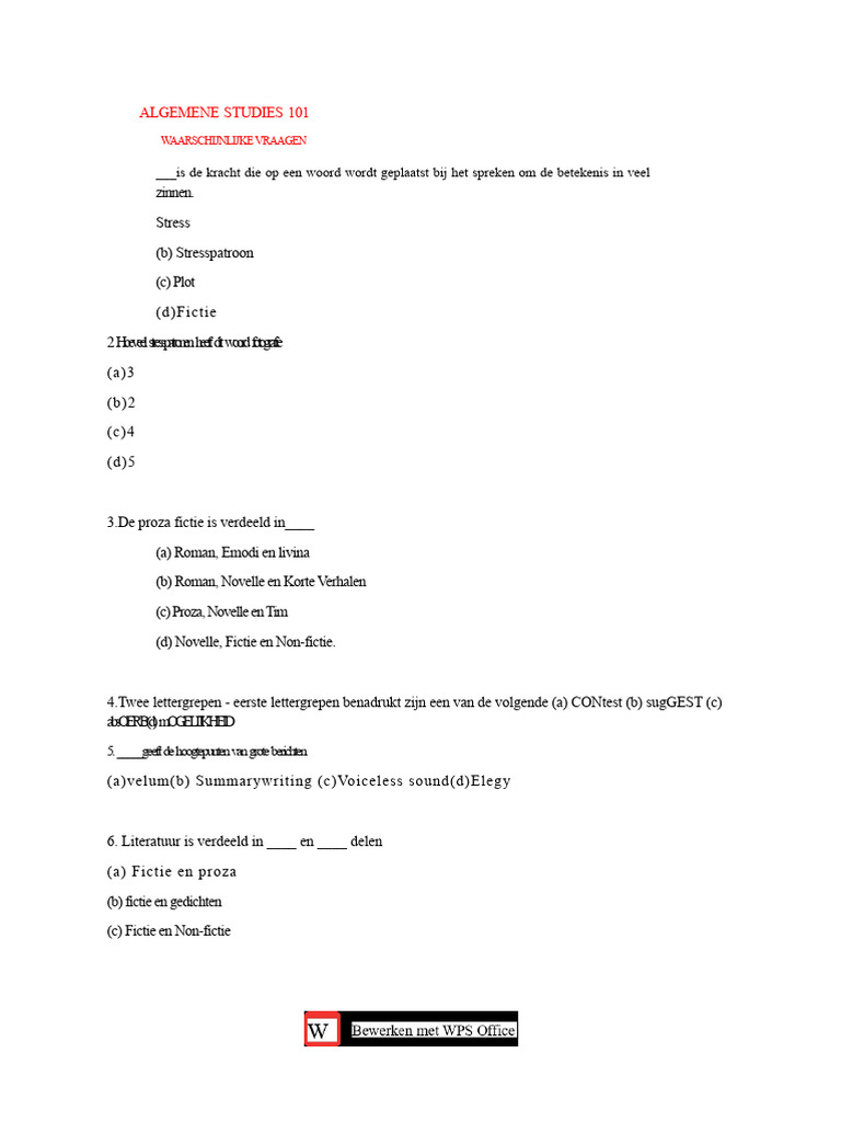 GS 101 Vraagstellingen - Voorgang 060401 | PDF