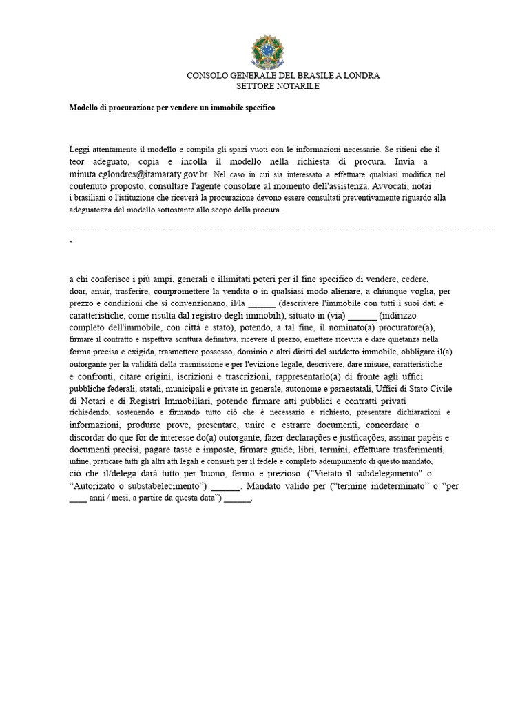 4 Modello - Procura - Vendere - Immobile - Specifico | PDF
