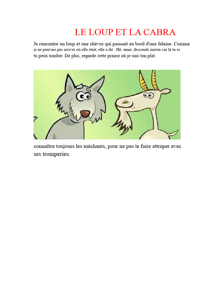 Le Loup et la Chèvre : Prudence et Tromperies | PDF