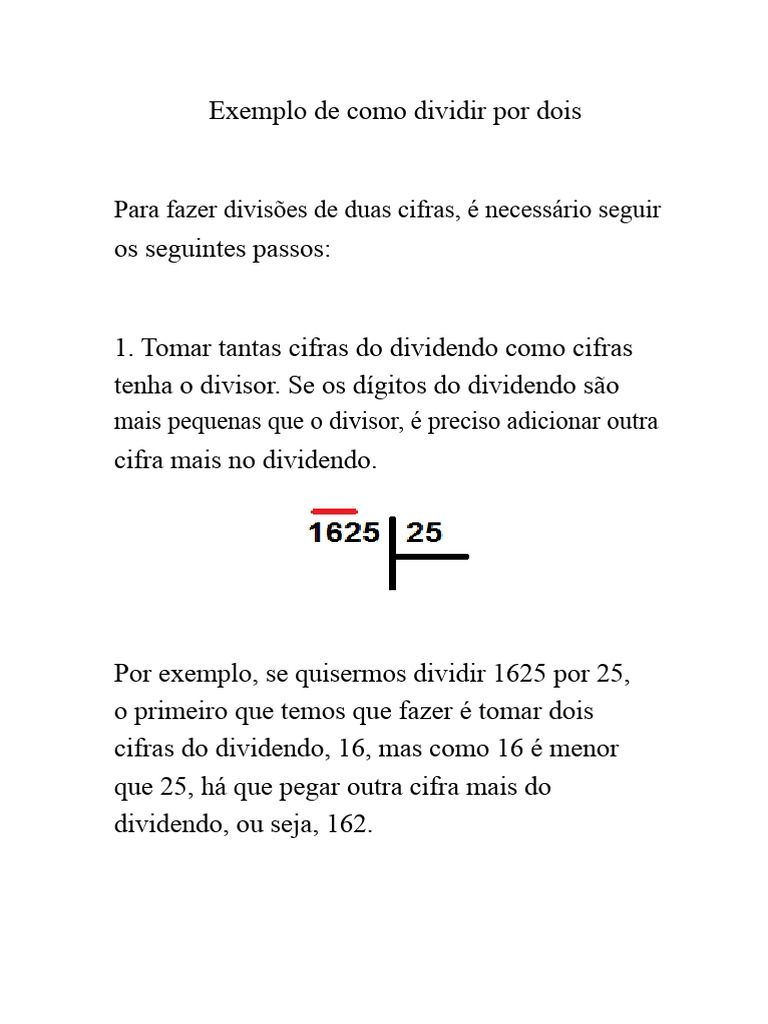 Exemplo de Como Dividir Por Divisor de Duas Cifras | PDF