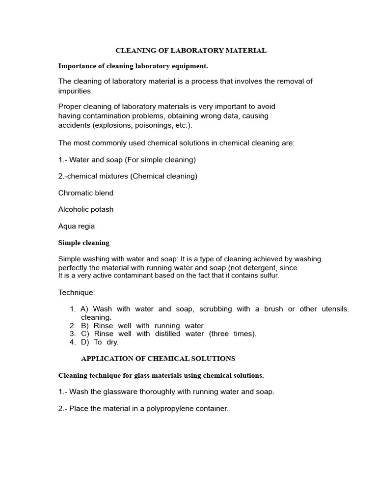 Laboratory Equipment Cleaning Guide | PDF | Sterilization (Microbiology ...