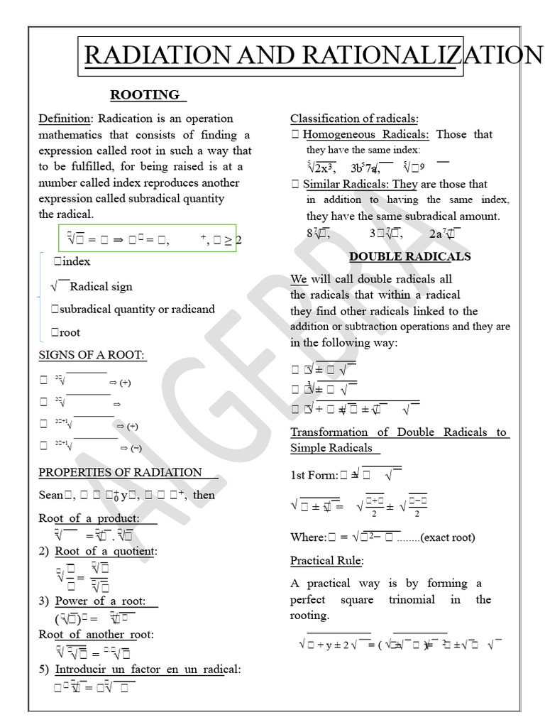 Understanding Radicals and Rationalization | PDF | Square Root ...