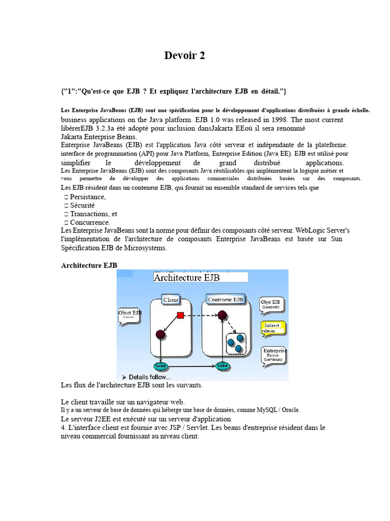 Introduction à l'architecture EJB | PDF | Java (Langage de ...