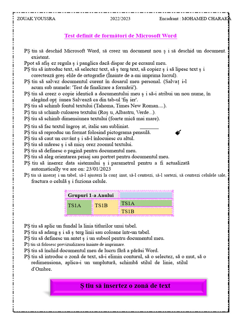 Test de Finalizare A Formării Microsoft Word | PDF