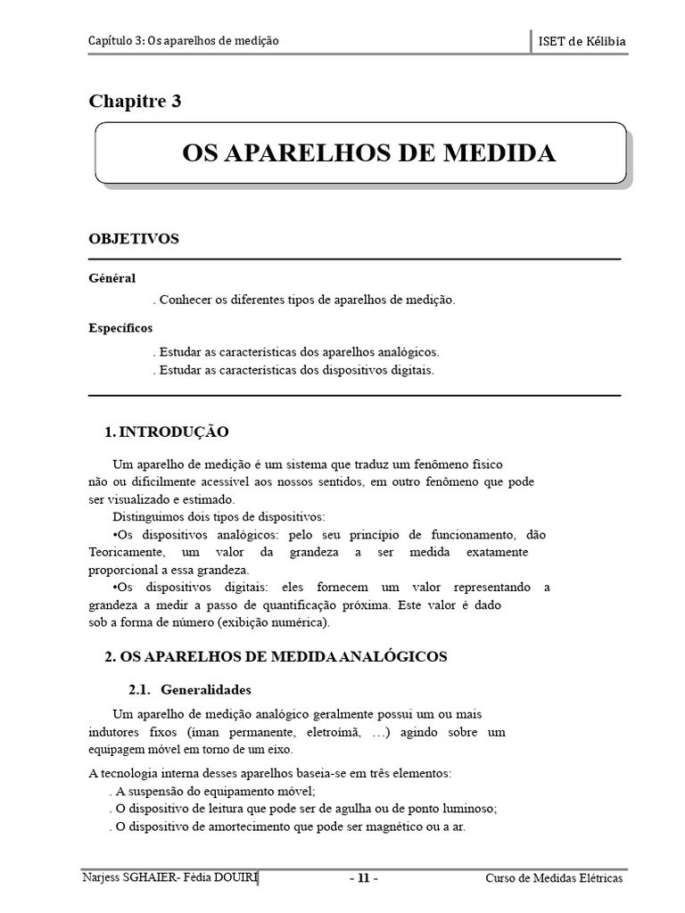 Capítulo 3 Os Aparelhos de Medição | PDF | Rede elétrica | Eletromagnetismo