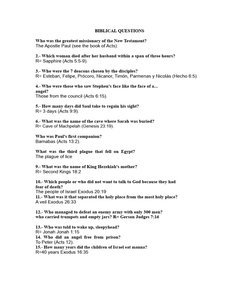 Key Biblical Questions and Answers | PDF | Books Of Kings | Daniel ...