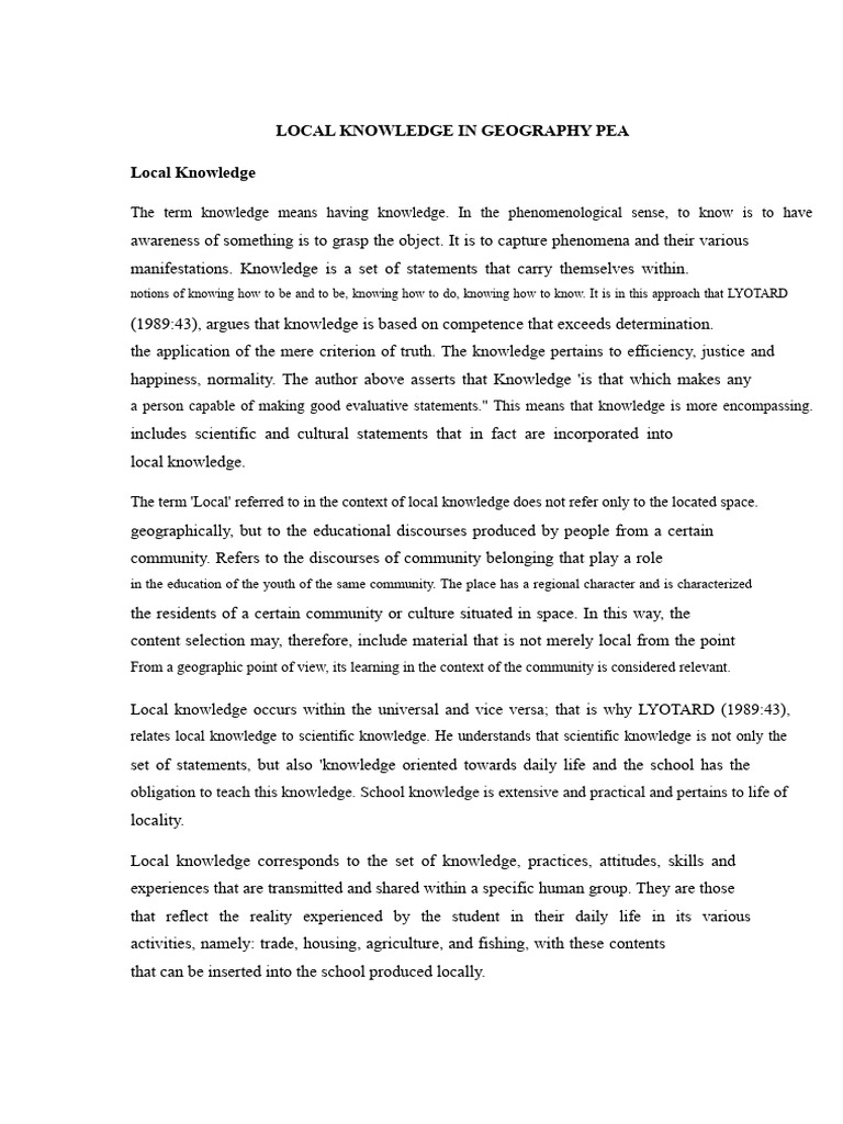 Understanding Local Knowledge in Geography | PDF | Knowledge | Geography